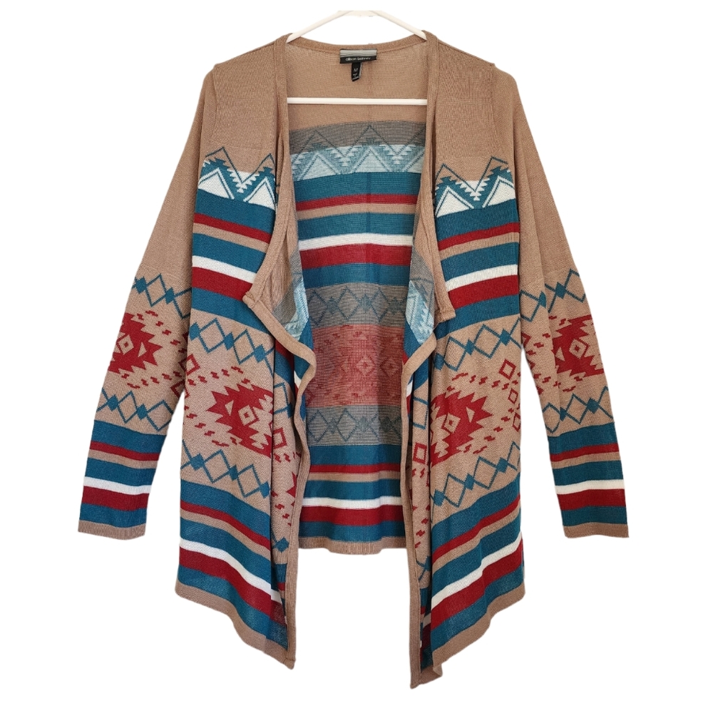 Allison Brittney Tribal Print Drape Cardigan Sz M